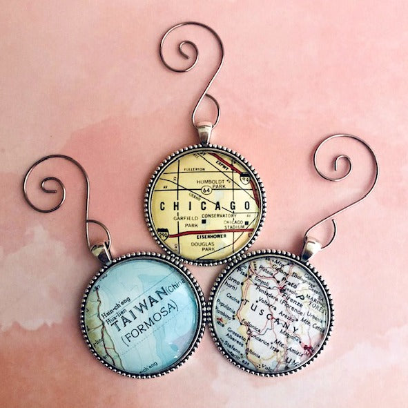 Vintage Map Ornaments