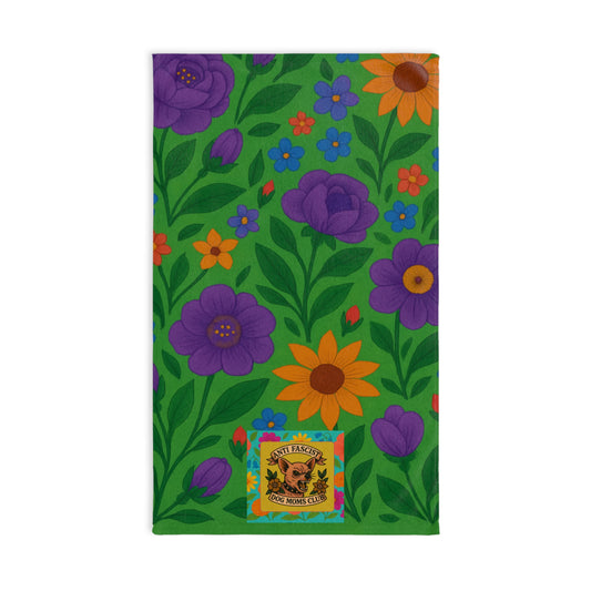 Anti Fascist Dog Moms Club Chihuahua Floral Tea Towel