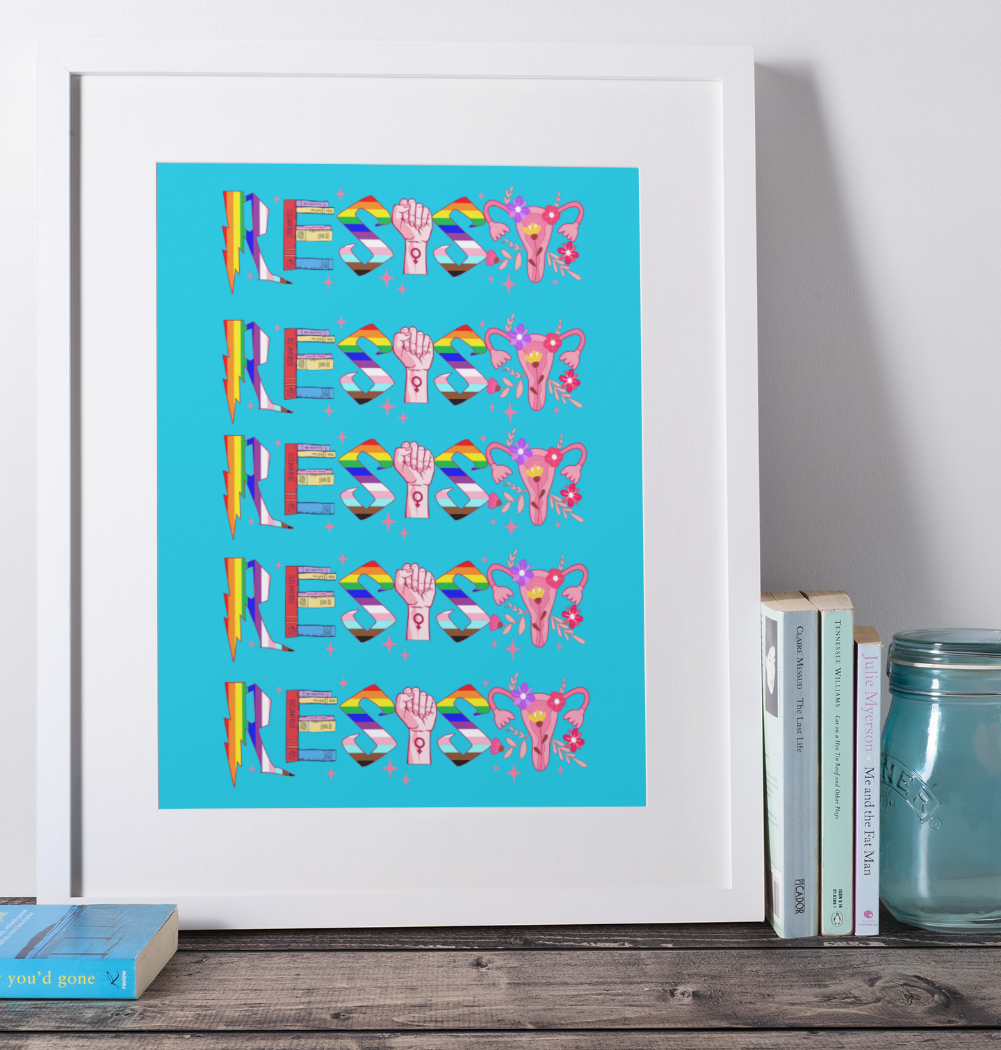Resist Art Print Style No. 1 in blue