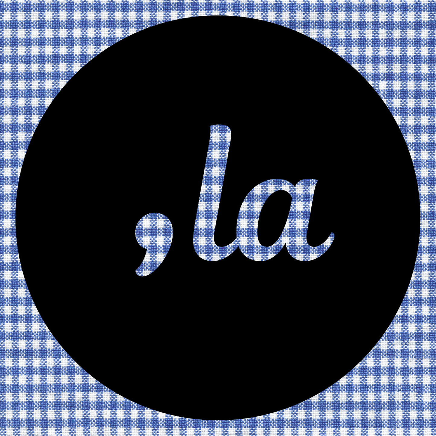 Comma La Sticker in Blue Gingham