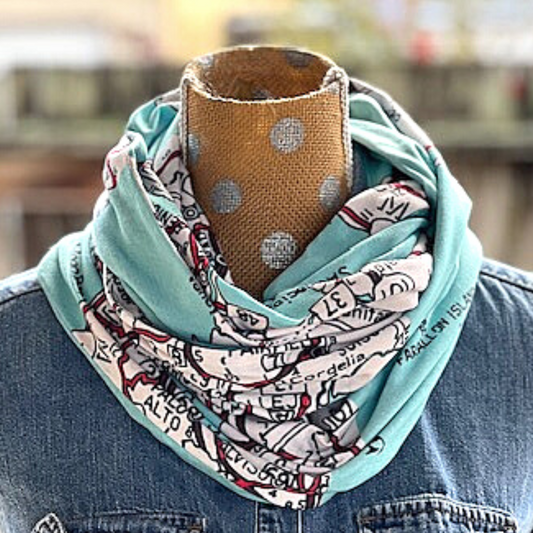 World Map Scarf Infinity Scarf Scarves Loop Scarf Gift for Her 